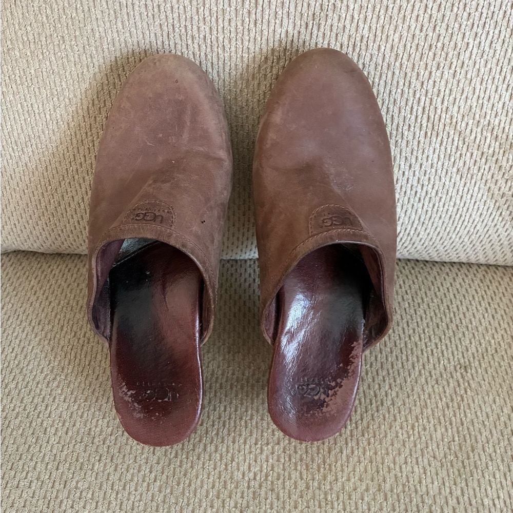 UGG Distressed Brown Wooden Clogs